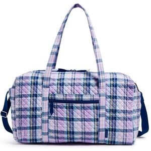 New With Tags Vera Bradley Large Travel Duffel Bag Amethyst Plaid